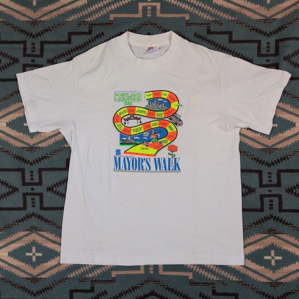 Vintage 1989 Running T Shirt USA Rare Mayor Walk 80s Portland Oregon Run Medium
